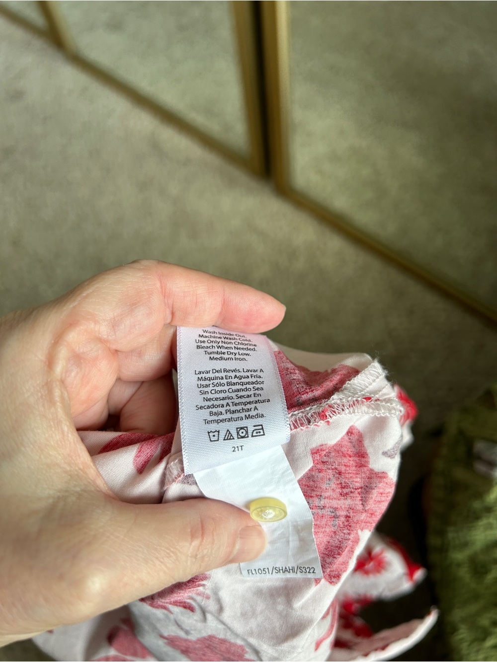 FREE ASSEMBLY Cotton Mini Shirt Dress Crossover Tie Detail Pink, Red Flowers | M - Picture 10 of 10